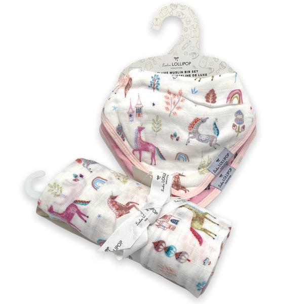 Unicorn Dream Bibs and Swaddle Set - Teich Toys & Gifts