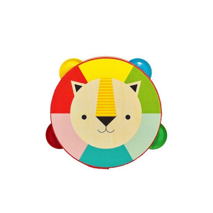 Kaleidoscope Lion Wooden Tambourine